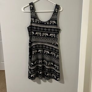 Cute black and white dress with elephant print.